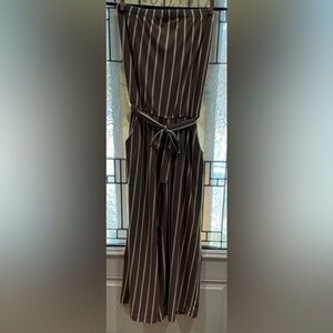 Chic Striped Brown Jumpsuit
